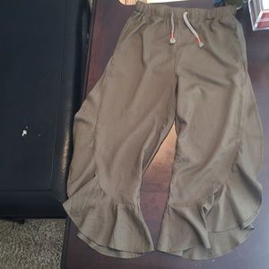 Girls Forest Green Flowy Pants